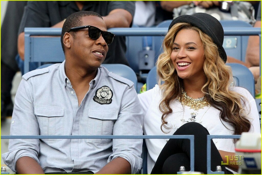 Бейонс и Jay-Z смотрят теннис