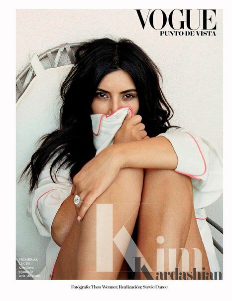 Ким Кардашян без макияжа в Vogue Испания, август 2015